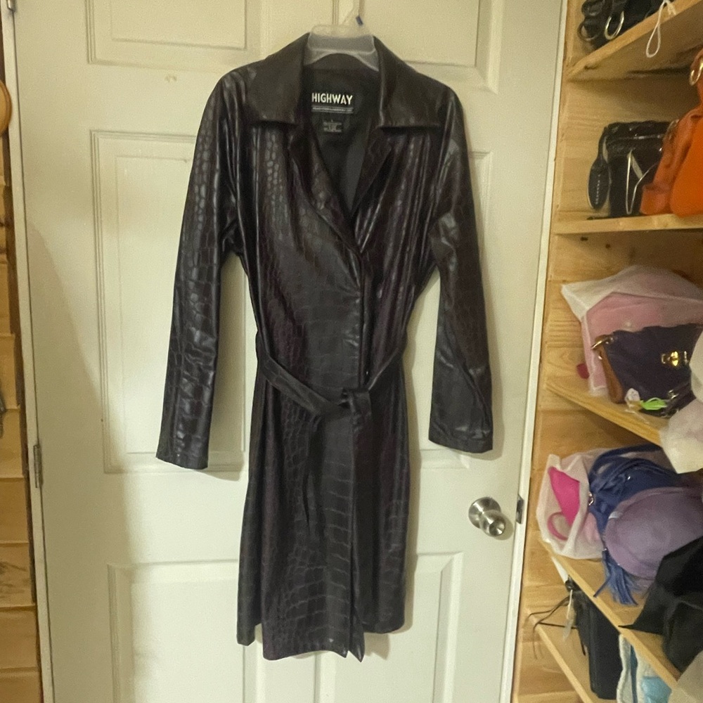 Highway purple long water repellent coat